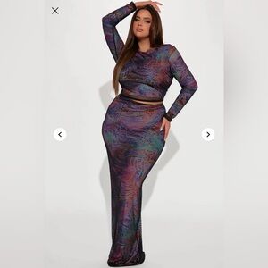 Multicolor Patterned Women's Skirt Set